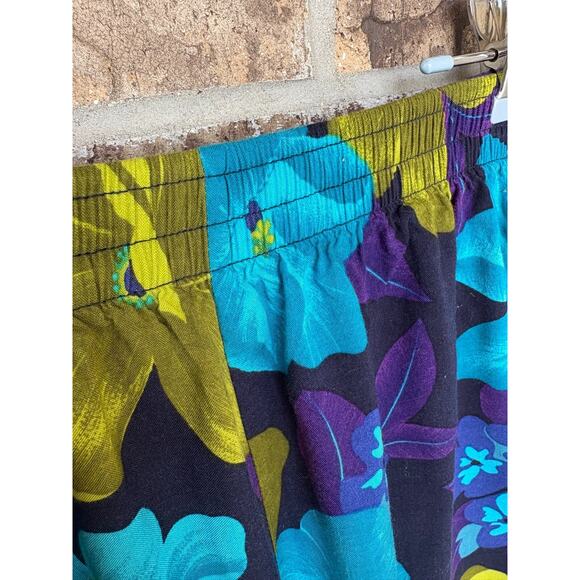VTG 90s Nouveau Tropical Summer Vacation Rayon Floral High Rise Mom Shorts MED - Picture 4 of 7